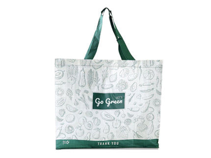 15.75" x 14" x 8" "Go Green" Woven Reusable Shopping Bag - 100/Case